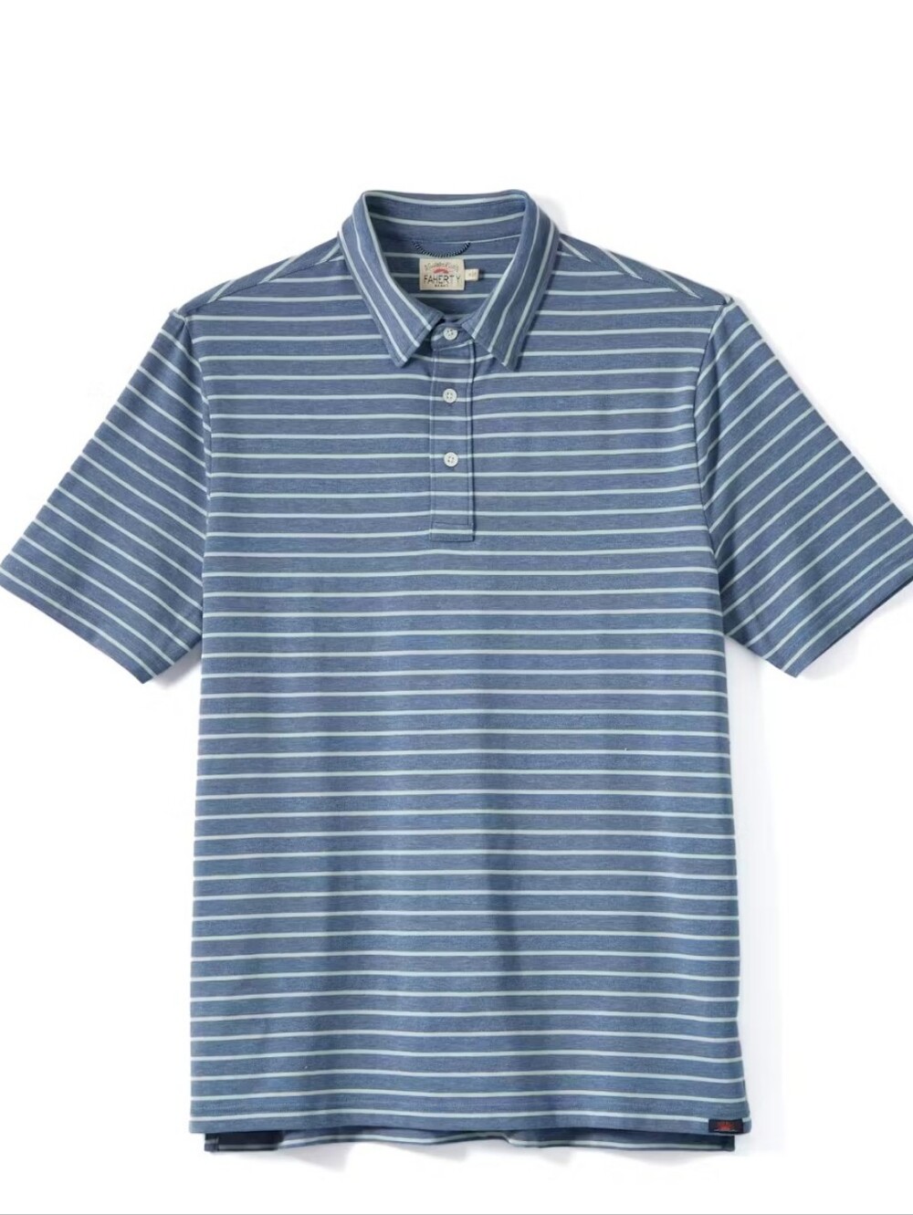 Faherty Brand Movement Polo Large Blue Stripe Pima Modal Short Sleeve Men Golf